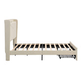 ZUN Full Size Bed Frame with 2 Storage Drawers, Upholstered Bed Frame with Wingback Headboard Storage W1916126256