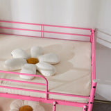 Pink Twin Size Low Loft Bed with Slanted Ladder Round Tube Metal Frame 69732381
