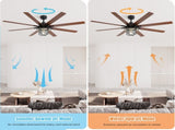 Modern 66 Inch Ceiling Fan With 6 Speed Wind 8 Blades Remote Control Reversible DC Motor With Light W934P189487