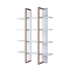 ZUN Two Toned Display Cabinet, 71" Tall Bookcase Storage Cabinet, Weathered White & White B107131113