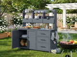 (With Assembly Video) Farmhouse Patio Potting Bench, 44.6''x19.5'' Large Freestanding Garden N717P404331E
