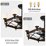 ZUN Dia 33 inch Chandelier Ceiling Fan With Remote Control,DC Motor ,6 Speed,3 ABS Blades for Bedroom W1592P207466