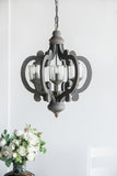 Farmhouse Chandelier, 6-Light Wood Chandelier Pendant Light Fixture with Adjustable Chain for Dining W2078137920