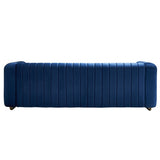 Contemporary Velvet Sofa Couch 84.25''W for Living Room, Blue W57953689