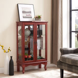 2 Doors Curio Cabinet with Tempered Glass Doors, Curio Cabinets with Mirrored Back Panel and W2275P177196
