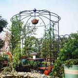 ZUN Metal Garden Arch Iron Garden Arbors Gazebo Dia81.3'' x 114.2'' High Birdcage Shape Pergola Pavilion 13516553