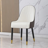 ZUN Dining Chair with PU Leather White solid wood metal legs 87768571