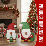 Set of 2 Lighted Gnome and Candy Cane Christmas Decorations, Pre-lit 2D Holiday Decor with 80 Warm 13136794