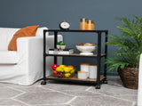 Multipurpose Rolling Cart with 3 Tiers, Mobile Office Storage Organizer, Metal, MDF, Brown 85217897