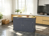 Dark Gray Farmhouse Kitchen Cart Rolling Island with Drop Leaf Wood Breakfast Bar, 2 Drawers & 66956079