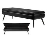 48" Leather Ottoman Bench, Upholstered End of Bed Bench with Metal Legs, 660 Lbs Capacity, 30681560