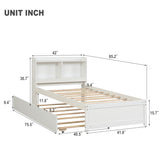 ZUN Twin Bed with Trundle,Bookcase,White 29578295