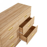 Modern Natural 9-Drawer Dresser for Bedroom - Ample Storage Wide Chest of Drawers, Sturdy & Safe W1785P221010