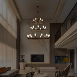 27 Light Metal Ring Chandelier Black W1340P241302