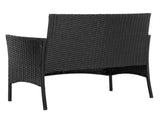 2pcs Arm Chairs 1pc Love Seat & Tempered Glass Coffee Table Rattan Sofa Set Black 42624106