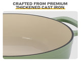 Cast iron 7.5QT cooking pot - Gradient green color - Includes two silicone gloves - Enamel pot 13858478