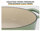 Cast iron 7.5QT cooking pot - Gradient green color - Includes two silicone gloves - Enamel pot 13858478