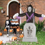 ZUN 8ft Garden 3pcs LED String Lights Grim Reaper and Grave Inflatable Halloween Decoration 52188395