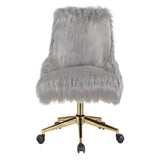 ZUN Grey and Gold Swivel Office Chair B062P185671