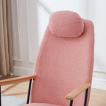 ZUN Adjustable Headrest Pillow Rocking Chair, Teddy Fabric Upholstered Glider Rocker with High Backrest, W1669P220429