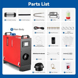 All in One 8KW 12V-24V Portable Diesel Air Heater with Muffler, Remote Control, LCD Monitor, Fast 65595654
