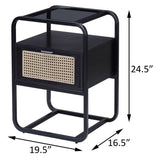 Black Accent Table with Glass Top B062P181415