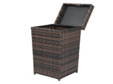 With Top Cover Iron Frame Rattan Trash Can Brown Gradient 87596867
