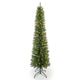 5FT Green Pencil Christmas Tree with 100 Warm White LED Lights Slim PVC Tree with 263 Tips, 35051404