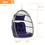 ZUN Outdoor Garden Rattan Egg Swing Chair Hanging Chair PE Hang Chair W874127490