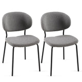 Grey Boucle Fabric Dining Chairs Set of 2,Dining Chairs with Metal Legs for Dining Room, Kitchen, W1164P195060