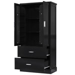 ZUN Tall Bathroom Storage Cabinet, Cabinet with Two Doors and Drawers, Adjustable Shelf, MDF Board, N725P178675B