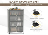 5-Tier Rolling Microwave Stand Flip Dust-Proof Doors 4 Casters with Brakes Kitchen Storage Rack Gray 84776425