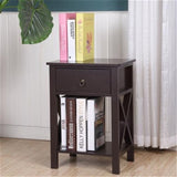 Nightstand Modern End Table, Side Table with 1 Drawer and Storage Shelf, Brown 91530705