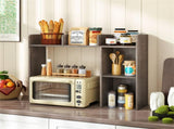 Oak Desktop Bookshelf for 27''/68.58cm Monitor, 93.9825.4073.66cm Engineered Wood Desk Hutch with 33957897