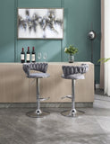 Set of 2 Bar Stools,with Chrome Footrest and Base Swivel Height Adjustable Mechanical Lifting Velvet W1249P247730