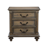 Traditional Vintage Style 1pc Nightstand of 3 Drawers Metal Hardware Weathered Pecan Finish Classic B011P186802