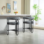 ZUN House Hold Bar Set of 1, Modern Bar Stool with Back, Black Metal Frames, Upholstered Bar W1588P207633