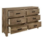 ZUN Rustic Style Dresser w 6 Storage Drawers Weathered Pine Finish Wooden Bedroom Furniture B011134289