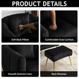 Velvet Accent Chair Set Barrel Chair with Ottoman Modern Club Chair Reading Armchair with Lumbar 57668253