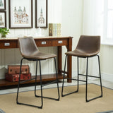 Lotusville Vintage PU Leather Barstools, Set of 2, Antique Brown T2574P164861