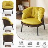 ZUN Velvet Accent Chair Barrel Chair with Metal Legs Modern Comfy Armchair Accent Reading Chair for 00937279