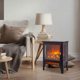 17 inch Freestanding Electric Fireplace Stove heater with 3D Flame effect,Black 86608177