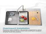 Stainless Steel Kitchen Sink, 30x22 Single Bowl, Overmount Handmade Sink in Dark Gray, with 83895540