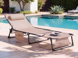 Folding Chaise Lounge Chair with Face Hole for Tanning, 5-Position Adjustable Textilene Outdoor 98892463