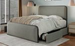 ZUN Modern Metal Bed Frame with Curved Upholstered Headboard and Footboard Bed with 4 Storage Drawers, WF319300AAE