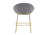 Celano Indoor Metal Upholstered Barstool, Gold-Plated Frame and Mixed Gray Upholstery, Set of 2 N775P268055G