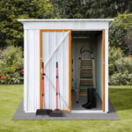 ZUN Metal garden sheds 5ftx4ft outdoor storage sheds white+yellow W135064976