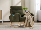 Modern Accent Rocking Chair Rocking Chair with Solid Wood Legs, Upholstered Nursery Glider Rocker, 86624007