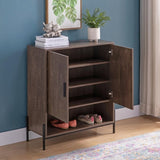 ZUN Home Entryway 5- Tier Shoe Organizing Cabinet with Open Bottom Shelve, Walnut Oak B107130978