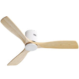 52 Inch Wooden Ceiling Fan With 3 Solid Wood Blades Remote Control Reversible DC Motor Witout Light W882P266418